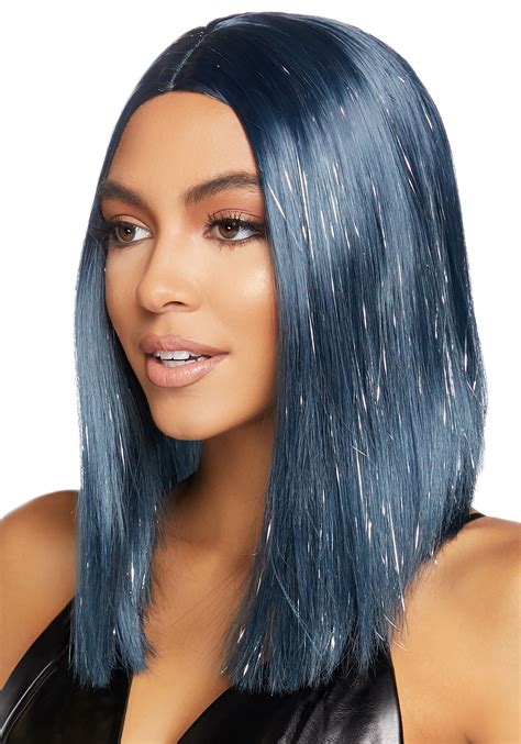 dark blue wig long|dark blue bob wig.